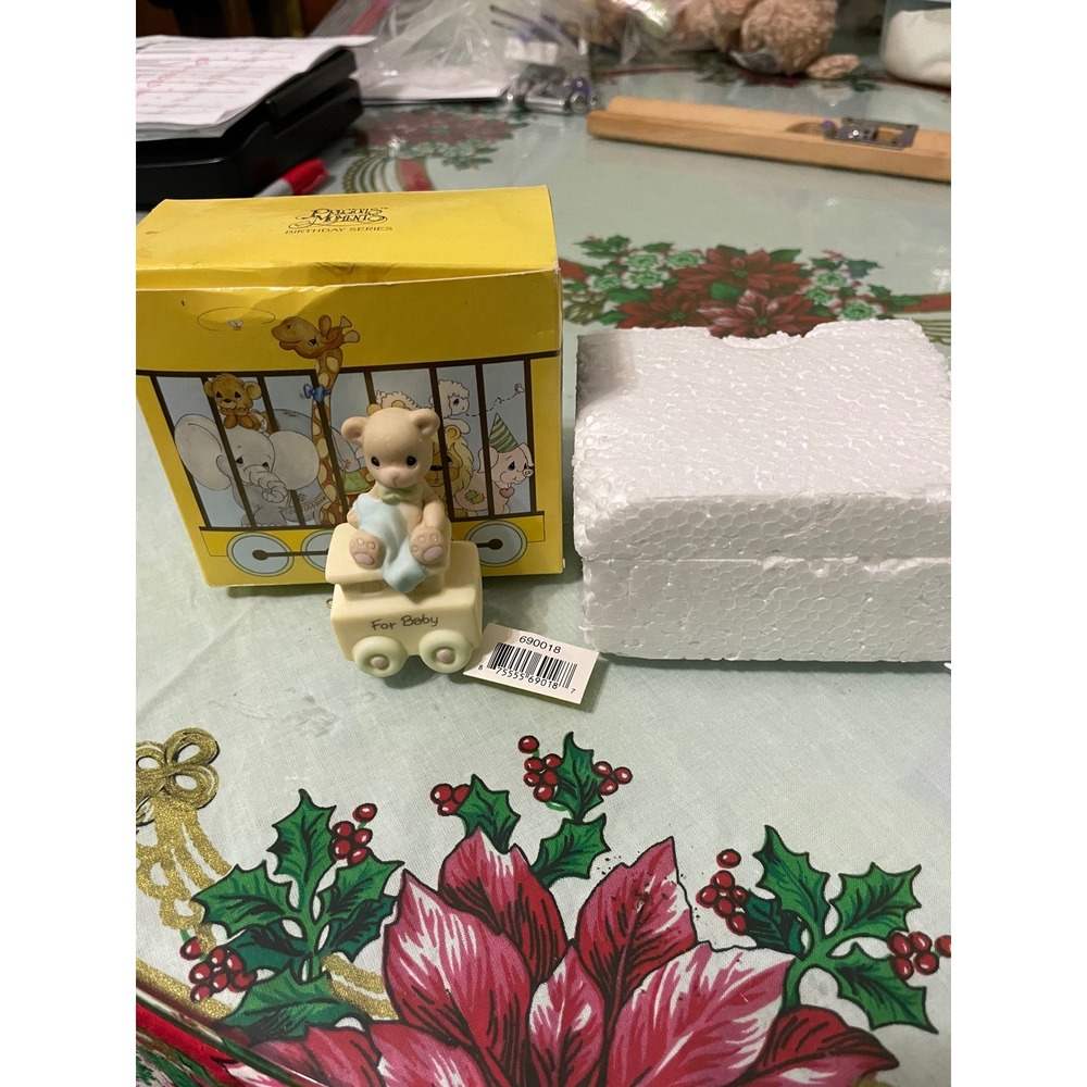 Precious Moments Baby May Your Birthday Be Warm Bear Train Figurine Series650018